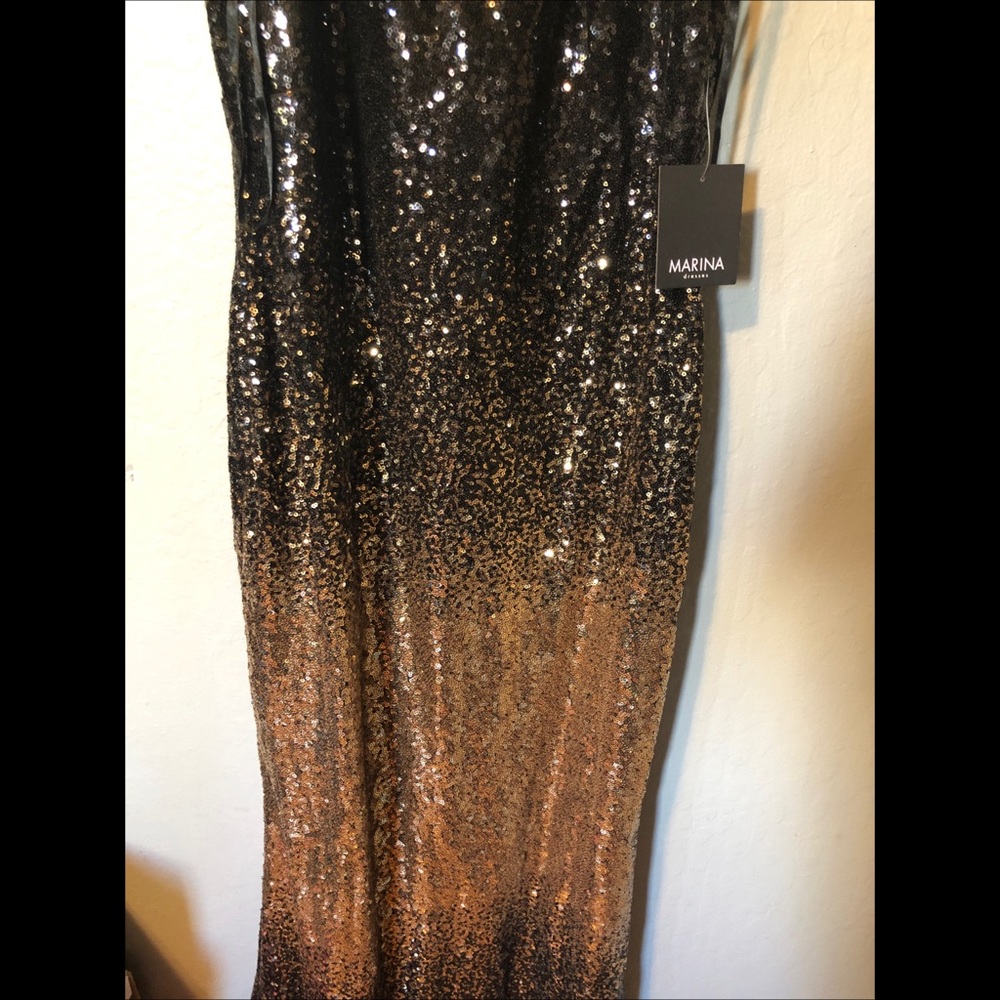 Elegant black and gold sequence dress